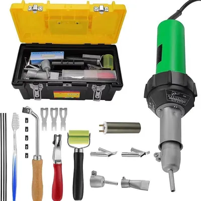 Immagine prodotto di Pistola ad aria calda per la saldatura di materie plastiche e pavimenti - Pistola termica da 1600 W - Temperatura regolabile da 20 a 600 °C - Aria fredda/calda - Set da 21 pezzi - Spina UE 220 V