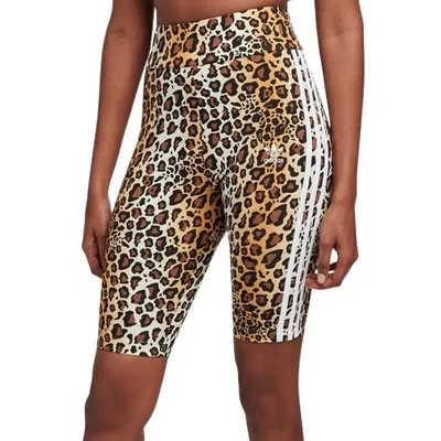 Imagen del producto de Pantalones cortos deportivos para mujer Adidas, modelo Wild Cheetah Short Tight HB4760, leggings cortos con estampado de pantera, talla XS/32