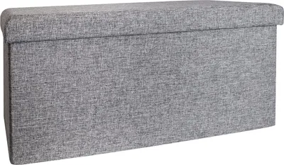 Produktbild von ECHTWERK Sitzbank, Faltbare Polsterbank aus hochwertigem Strukturstoff, Sitzhocker mit Aufbewahrungsfunktion, Für Wohnzimmer/Schlafzimmer, Bis 300 kg belastbar, Grau, EW-SB-0499, 76 x 38 x 38 cm