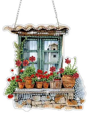 Produktbild von Diamond Painting Anhänger Fensterblumen Bastelset Hängendes Ornament für Fenster Wand Garten