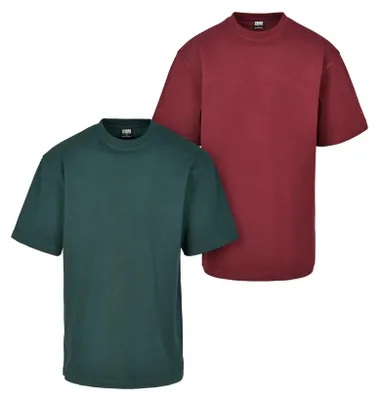 Immagine prodotto di Urban Classics - Maglietta da uomo (confezione da 2) TN805 (5XL) (rosso vino/verde bottiglia)