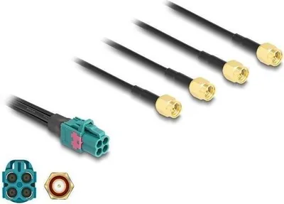 Productafbeelding van Delock kabel, Mini FAKRA-connector (vrouwtjesconnector, 4-polig) naar 4 x SMA-connector (mannetjesconnector)