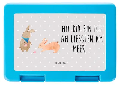 Produktbild von Mr. & Mrs. Panda Lunchbox Hasen Muschel - Grau Pastell - Geschenk, Bentobox, Vorratsbehälter, Papa, Strand, Best Friends, Bento Box, Brot Aufbewahrungsbox, Freundin, Meer