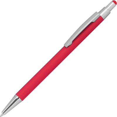 Produktbild von Touchpen Kugelschreiber aus Metall / gummiert / Farbe: rot
