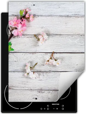 Produktbild von DarHaus Herdabdeckplatte Einteilig Küche Abdeckplatte für Glaskeramikfeld Abdeckung Induktionskochfeld Aufrollbare Matte 40x52 cm, Blumen - Holz