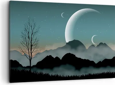 Produktbild von Bild auf Leinwand - Leinwandbild - Einteilig - Himmel Nacht Illustration - 120x80cm - Wand Bild - Wanddeko - Wandbilder - Leinwanddruck - Bilder - Wanddekoration - Leinwand bilder - AA120x80-4143