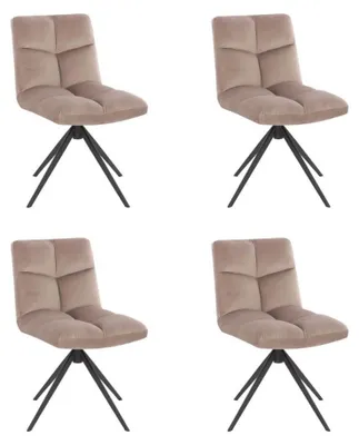 Produktbild von HOME DELUXE - Esszimmerstuhl NODA - 4er Set, Farbe: Samt Hellbraun - 360 Grad drehbar, weiche Polsterung, bis 120 kg belastbar I Küchenstuhl Speisestühle Esszimmerstühle