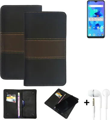 Produktbild von K-S-Trade Handyhülle + Kopfhörer kompatibel mit UMIDIGI A7 Schutzhülle Walletcase Bookstyle Tasche Schutz Case Hülle Wallet Cover Kunstleder