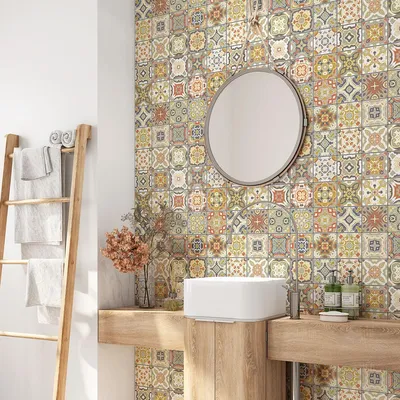 Produktbild von Klebefolie für Badezimmer - Lumaléa - Zementfliesenmuster - Klebefolie + MATTER Schutz - 80 x 80 cm