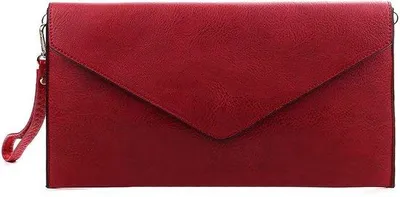 Image de Pochette pour femme rouge foncé avec une lanière de poignet de taille moyenne