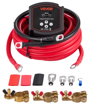 Produktbild von VEVOR Dual-Batterie-Trennkit, 12V 300 Amp 33,6 mm² (2 AWG), manuelles und automatisches VSR spannungsempfindliches Relais mit Voltmeter, LCD-Bildschirm, intelligenter Batterie-Trenner, kompatibel mit Lithium-Batterien, für UTV, ATV, 300A, 33,6 mm² (2 AWG)