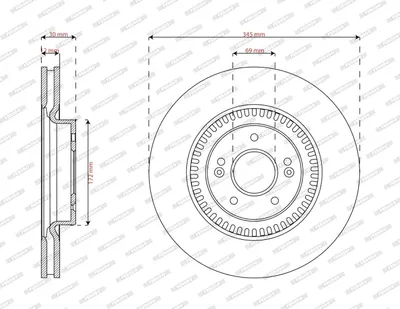 Produktbild von FERODO Bremsscheibe Vorne für KIA Stinger Schrägheck (CK) 345mm DDF3340C