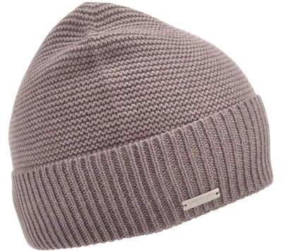 Seeberger Beanie mit Rippstrick-Umschlag in beige