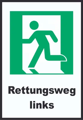 Produktbild von Rettungsweg links A4 Rückseite selbstklebend Schild