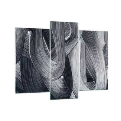 Produktbild von Bilder auf glas - 3 Teile - Farbe Pinsel Schwarz - 130x100cm - Glasbilder - Wandbilder - Bilder - zum Aufhängen bereit - Wanddekoration aus Glas - Glas Bilder - Wandbild auf Glas - GCB130x100-5024