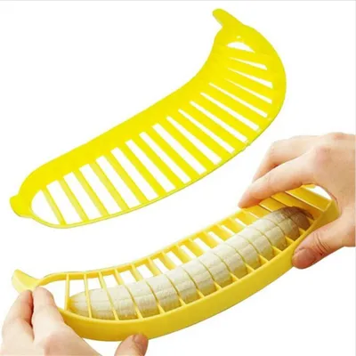 Produktbild von 2 Stück Bananenschneider Wurstschneider Küchenhelfer Ost Gemüse Schneider Gelb