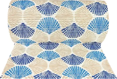 Produktbild von Weichschaummatte Bad 65x100 cm - Muschel Blau - Badematte aus weichem, atmungsaktivem PVC - Antirutschmatte Bad für Innen- und Außenbereiche - Badteppich Weichschaum mit sicherem Halt auch bei Nässe