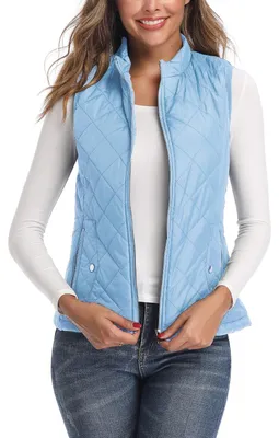 Immagine prodotto di Gilet da donna leggero, con colletto alla coreana, gilet imbottito con zip, senza maniche