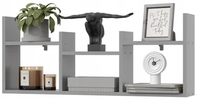 Produktbild von Wandregal Grau 100 cm – Hängeregal aus MDF – Bücherregal für Wohnzimmer, Schlafzimmer, Küche