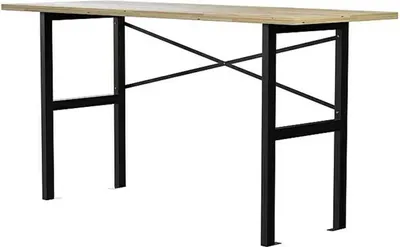 Produktbild von Arbeitstisch, Fichtenholz, Stahlrahmen, 165 x 60 x 85 cm, Tragfähigkeit: 200 kg