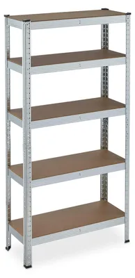 Zdjęcie produktu dla Regał stojący metalowy - Ocynkowany - 150 x 75 x 30 cm - Srebrny - Do garażu i piwnicy