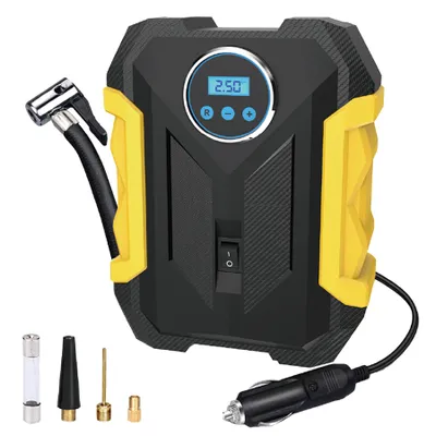 Produktbild von Kompressor Auto Autoreifen Pumpe Luftpumpe 12V mit Echtzeit Display Voreingestellter Reifendruck Abschalautomatik Luftkompressor für Auto, Fahrräder