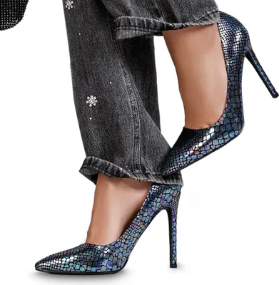 Produktbild von Damen High Heels Stiletto Elegante Schlangenhaut Absatzschuhe Cornone Schwarz Gr.36