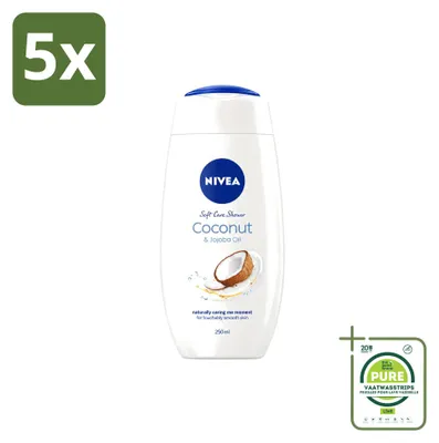 Produktbild von 5 x NIVEA Hautschützende Duschcreme Kokosnuss - 250 ml - Großpackung - 5 Stücke