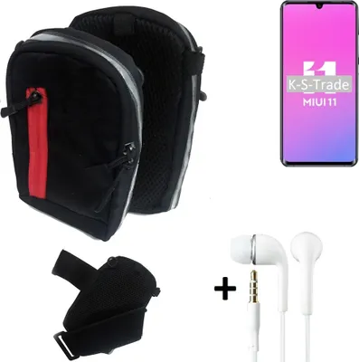 Produktbild von K-S-Trade Outdoor Gürteltasche Holster Umhängetasche + Kopfhörer kompatibel mit Xiaomi Mi Note 10 Lite schwarz Handy Tasche Case travelbag