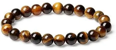 Productafbeelding van Kristal armband, tijgeroog natuursteen, kralen, elastisch, 8 mm. Inclusief cadeauverpakking