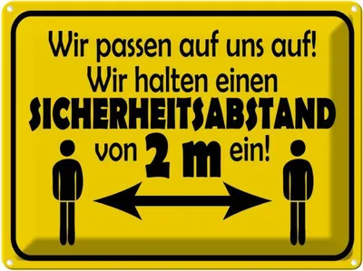 Produktbild von vianmo Blechschild 30x40 cm Sicherheitsabstand 2m Warnschild Hinweisschild Sicherheit Vorsicht