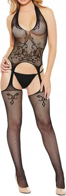 Produktbild von Sinnlicher Body - Damen - Spitzen - mit Ausschnitt - Nachtwäsche - Damen mit Spitze - Strümpfe