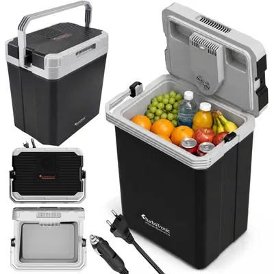 Zdjęcie produktu dla Przenośna lodówka turystyczna TurboTronic do auta z funkcją chłodzenia i grzania kemping 24L 12V lub 220V 40W-58W Czarna