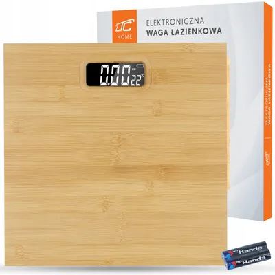 Produktbild von Elektronische Bambus-Badezimmerwaage bis 180 kg, präzise Messung 100 g LED
