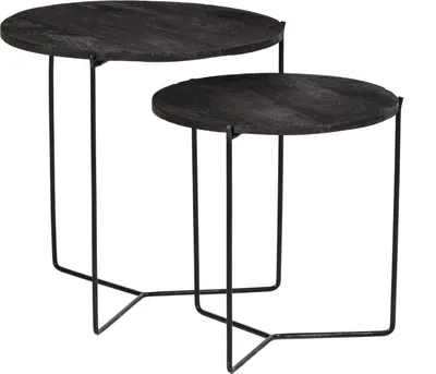 2er Set Couchtische Mason Mangoholz Stahl Schwarz_Natur24