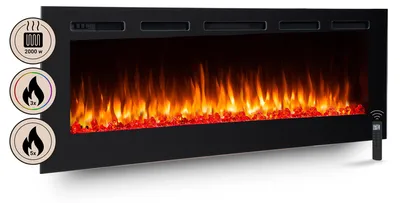 Zdjęcie produktu dla Kominek elektryczny do zabudowy BALDERIA Fiamma 68 – moc grzewcza do 2000 W, czarny