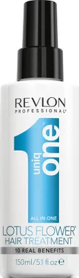 Produktbild von Revlon Professional Uniq One All In One Lotus Flower Treatment kräftigendes Spray ohne Spülung für geschädigtes Haar 150 ml
