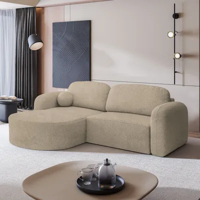 Produktbild von Masseno Ecksofa AMILIA L-S mit Schlaffunktion L-Form, Sofa mit Bettkasten, Wohnzimmersofa, Couch, Soffa, Bettsofa, Couchgarnitur- Beige, QUELLE 05