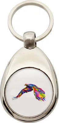 Produktbild von Huuraa Schlüsselanhänger Adler Colorful Metall Schlüsselring Einkaufswagenchip Geschenkidee