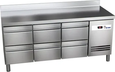 Image de Comptoir réfrigéré KBS 2017 x 600 x 850 mm avec rebord surélevé, 6 demi-tiroirs, 0,172 kW