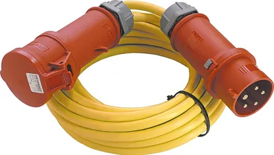 Produktbild von AS - SCHWABE Strom Verlängerungskabel [ CEE-Stecker - CEE-Kupplung] 32 A Gelb 25 m mit Phasenwender