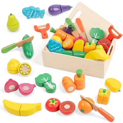 Productafbeelding van Omgoods - Houten Speelgoedset Keukenaccessoires 32-delig voor Kinderen