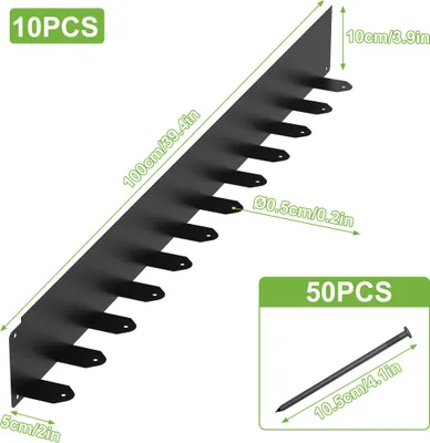 Image de UISEBRT Bordure de pelouse en métal noir 10cm x 10m- Bordure de parterre flexible, bordure de tonte, bordure de tonte libre, bordure de parterre, bande de bordure de pelouse pour le jardin