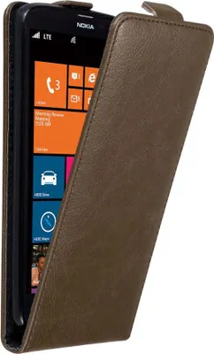 Produktbild von Cadorabo Hülle für Nokia Lumia 1320 Schutz Hülle in Braun Flip Etui Handyhülle Case Cover