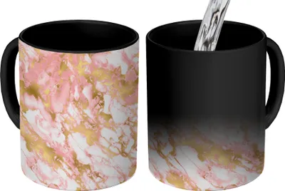 Produktbild von MuchoWow® Zauber Tasse Zaubertasse Magic Marmor - Rosa - Gold - Muster 350 ml Farbwechsel Becher Geschenk Geschenkidee - Magic-Tasse - Fototasse - Keramiktassen - Bilder - Tasse Kaffee - Getränkbecher