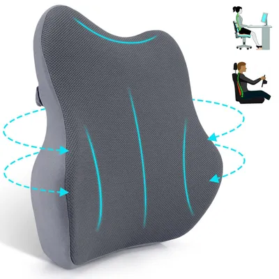 Produktbild von Lendenkissen, Lendenkissen aus Memory-Schaum, ergonomische Lendenstütze, Lendenkissen mit Netzgewebe, Rückenstützkissen, für Autositze, Bürostühle, Rollstühle (hellgrau)