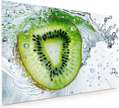 Produktbild von Küchenrückwand Spritzschutz Glas mit Motiv Kiwi im Wasser 40 x 40 cm