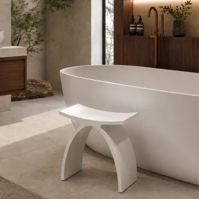 Obrázok produktu pre BALNEO kúpeľňová stolička Solid Surface LAVO v bielej farbe
