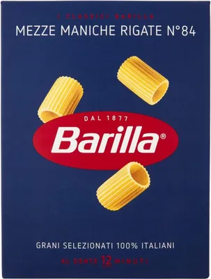 Image de Pâtes Barilla Mezze Maniche Rigate, n° 84, 500 g