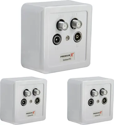 Produktbild von 3x PremiumX PX-4 Sat Dose 4 Fach Enddose TWIN Antennendose CLASS A 2x Sat, 1x Radio, 1xTV DIGITAL FULLHD 3D